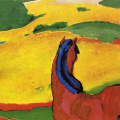 Hand-Painted Franz Marc ‘Horse in a Landscape’ Oil Painting - Expressionist Animal Art on Canvas from Dafen Village Studio