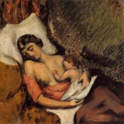 Hortense Breastfeeding Paul" – 1872 | Impressionist Oil Painting by Paul Cézanne