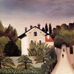 House on the Outskirts of Paris by Henri Rousseau – 1902 Naïve Art Oil Painting Replica | Hand-Painted Cityscape on Canvas