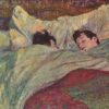 In Bed (Dans le Lit) – 1893 by Henri de Toulouse-Lautrec | Oil on Cardboard, Post-Impressionism