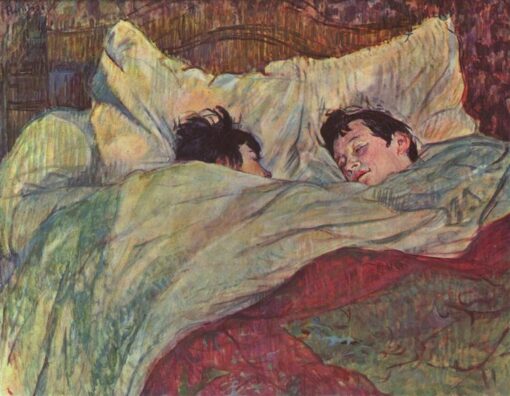 Im Bett (Dans le Lit) - 1893 von Henri de Toulouse-Lautrec | Öl auf Karton, Post-Impressionismus