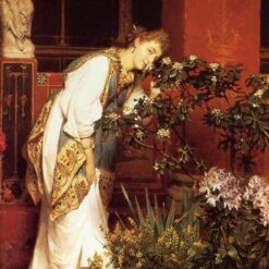 In the Peristyle – Romantic Oil Portrait by Sir Lawrence Alma-Tadema (1866)