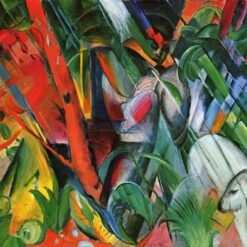 Hand-Painted Franz Marc ‘In the Rain’ Oil Painting - Cubist Genre Art on Canvas from Dafen Village Studio