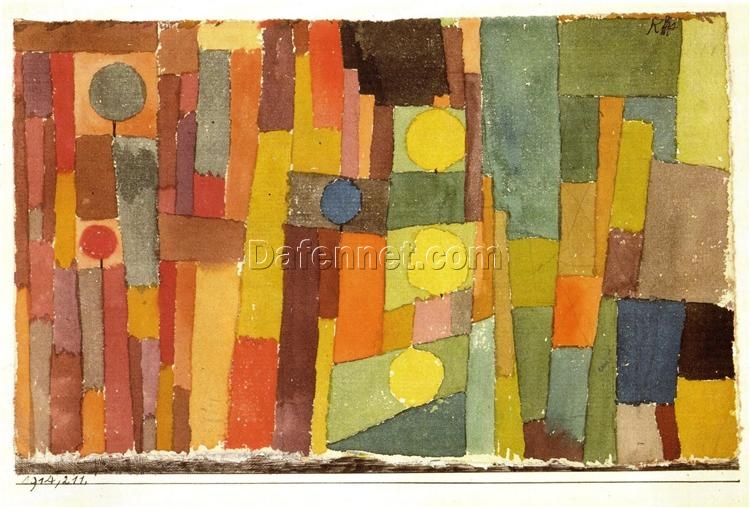 Abstract Expressionism Oil Painting – In the Style of Kairouan by Paul Klee (1914), Modern Wall Art for Living Room & Office Decor