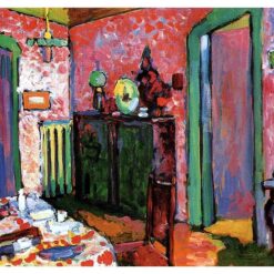 Kandinsky’s Interior (My Dining Room) – 1909 Expressionist Oil on Cardboard