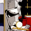 Interior with Cactus – Pop Art Oil Painting Inspired by Roy Lichtenstein, Magna on Canvas