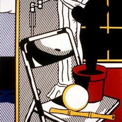 Interior with Cactus – Pop Art Oil Painting Inspired by Roy Lichtenstein, Magna on Canvas
