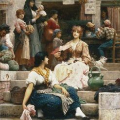 Hand-Painted Luke Fildes ‘Italian Scene’ Oil Painting - Classical Genre Art on Canvas from Dafen Village Studio