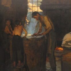 Italian Village Workers Making Hats by Peder Severin Kroyer – 1880 Realism Genre Painting Reproduction