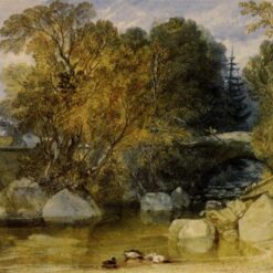 Watercolor Painting of Ivy Bridge, Devonshire – Inspired by J.M.W. Turner’s Romanticism