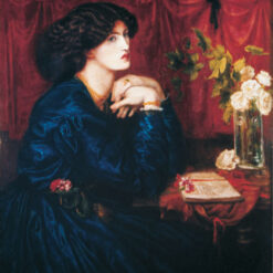 The Blue Silk Dress – Portrait of Jane Morris by Dante Gabriel Rossetti (1868) – Romantic Oil Painting