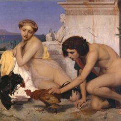 Young Greeks Attending a Cock Fight by Jean-Léon Gérôme – 1846 Academic Oil Painting