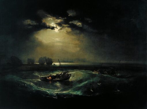 J.M.W. Turner Oil Painting – Fishermen at Sea, 1796, Romantic Marina Scene