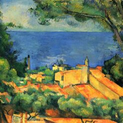 L'Estaque with Red Roofs" – Classic Post-Impressionist Landscape by Paul Cézanne