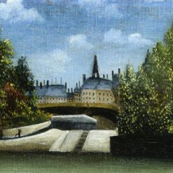 Hand-painted Henri Rousseau Île de la Cité – 1890-1900 Post-Impressionism Oil Painting | Canvas Reproduction of Paris Cityscape