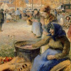 Pontoise Market Scene: Chestnut Vendor at Saint Martin Festival" by Camille Pissarro | 1881 Impressionism