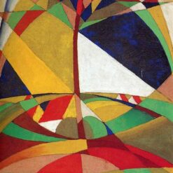 Landscape Inspired by René Magritte – Early Cubist Oil Painting on Canvas, 83x64 cm