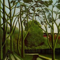 Hand-painted Henri Rousseau Landscape on the Banks of the Bièvre at Bicêtre – 1908 Naïve Art Landscape Oil Painting | Canvas Reproduction of Tranquil French River Scene