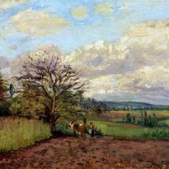 Impressionist Landscape with Cowherd" by Camille Pissarro – Oil Painting, c.1872