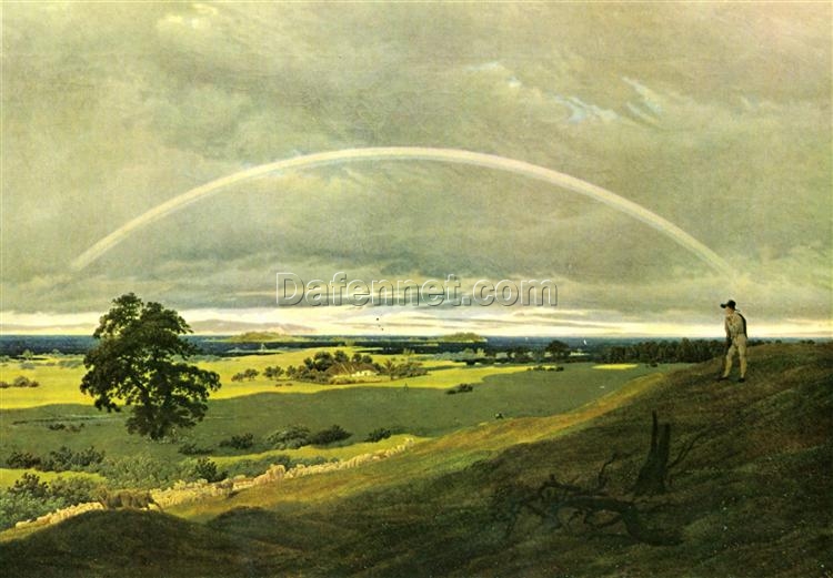 Romantic Landscape Oil Painting Landscape with Rainbow by Caspar David Friedrich (c.1810) – Classic Art for Home and Office Decor