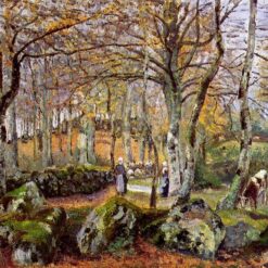 Montfoucault Landscape with Rocks" – Camille Pissarro, 1874 Oil Painting