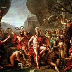 Epic History Painting – Leonidas at Thermopylae by Jacques-Louis David (1814) Oil Reproduction