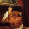 Lesbia Weeping over a Sparrow – Romantic Portrait Oil Painting by Sir Lawrence Alma-Tadema (1866)