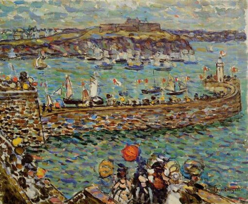 Lighthouse at St. Malo by Maurice Prendergast – Post-Impressionist Oil Painting (c. 1907)