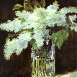 Oil Painting Inspired by Edouard Manet: Lilac in a Glass (1882) Still Life on Canvas