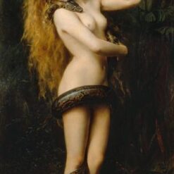 Lilith with a Snake by John Collier – Handcrafted Romantic Mythological Art Reproduction