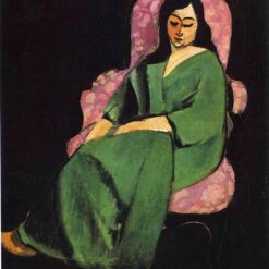 Henri Matisse Inspired Portrait – 'Lorette in a Green Robe against a Black Background' (1916) – Hand-Painted Oil on Canvas Reproduction