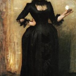 Oil Painting Inspired by John Singer Sargent’s Louise Burckhardt (Lady with a Rose) – Realistic Portrait Art on Canvas