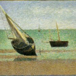 Low Tide at Grandcamp by Georges Seurat – Neo-Impressionist Marina Oil Painting Reproduction