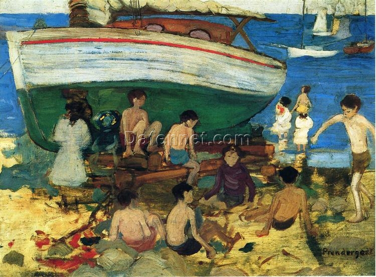 Low Tide by Maurice Prendergast – Post-Impressionist Genre Painting in Oil on Panel (c.1895 – c.1897)