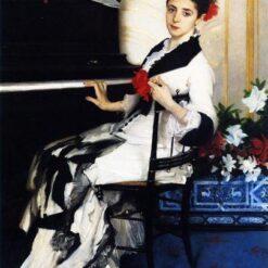 Oil Painting Inspired by John Singer Sargent’s Madame Ramon Subercaseaux – Realistic Portrait Art on Canvas