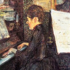 Henri de Toulouse-Lautrec’s 'Mademoiselle Dihau at the Piano' – Elegant Post-Impressionist Oil on Cardboard