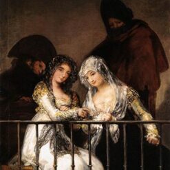 Majas on a Balcony - Francisco Goya (1808) Romanticism Oil Painting, 19th Century Spanish Art