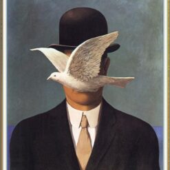 Man in a Bowler Hat Inspired by René Magritte – 1964 Surrealist Symbolic Oil Painting, Canvas
