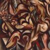Inspired by Untitled (Naked Man with Knife) by Jackson Pollock – Expressionist Oil on Canvas (127 x 91.4 cm)