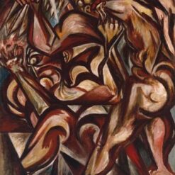 Inspired by Untitled (Naked Man with Knife) by Jackson Pollock – Expressionist Oil on Canvas (127 x 91.4 cm)