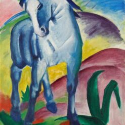 Hand-Painted Franz Marc ‘Blue Horse I’ Oil Painting - Expressionist Symbolic Art on Canvas from Dafen Village Studio