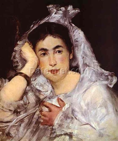 Marguerite de Conflans Wearing Hood – Inspired by Edouard Manet (1873) Impressionist Oil Painting
