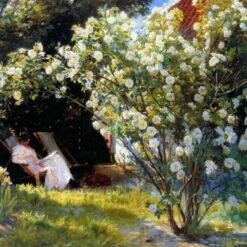 Marie in the Garden (The Roses)" by Peder Severin Kroyer | Impressionist Floral Genre Art