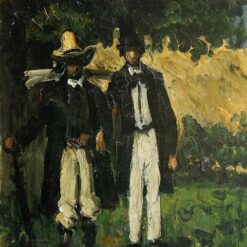 Marion and Valabregue Posing for a Picture" – 1866 | Romanticism Portrait by Paul Cézanne, Oil on Canvas