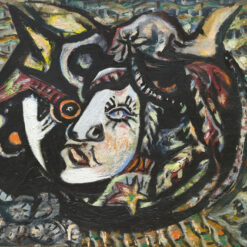 Inspired by Jackson Pollock’s Mask (1941) – Expressionist Oil on Canvas (42.5 x 48.3 cm)