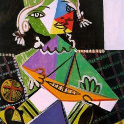 Surrealist Genre Painting Inspired by Picasso – 'Maya with Boat' (1938) Oil on Canvas