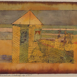 Miraculous Landing by Paul Klee – 1920 Expressionist Cityscape in Watercolor & Paper