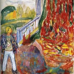 Model in Front of the Verandah by Edvard Munch – Expressionist Oil Painting Reproduction (1942)