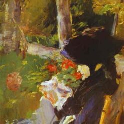 Oil Painting Inspired by Edouard Manet: Mother in the Garden at Bellevue (1880) Portrait on Canvas