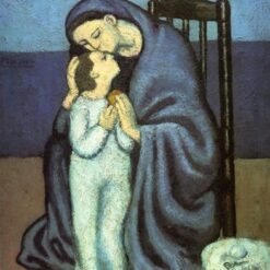 Inspired by Picasso: Motherhood – 1901 Blue Period Oil on Canvas